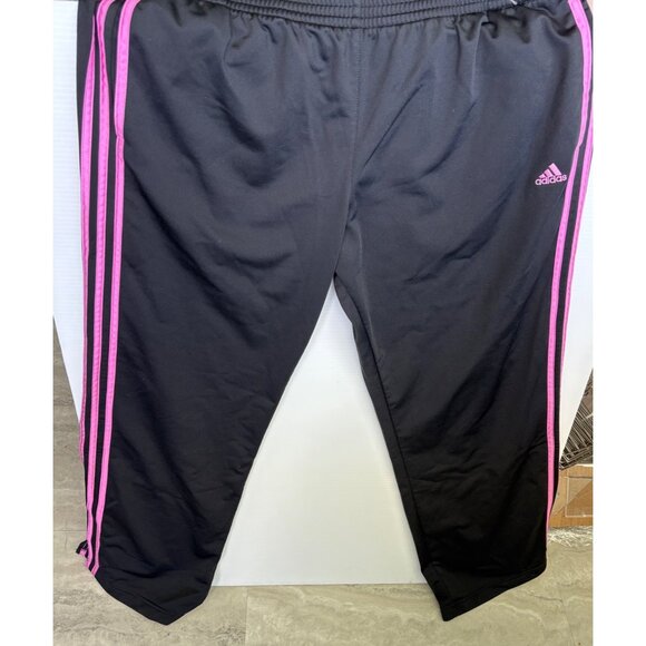 Adidas Womens Black Track Pants With Pink Stripes - Size XL100% Polyester - Picture 1 of 6